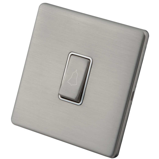 M2 Decorative Screwless 10A 1 Gang Retractive Switch White Insert Brushed Stainless Steel