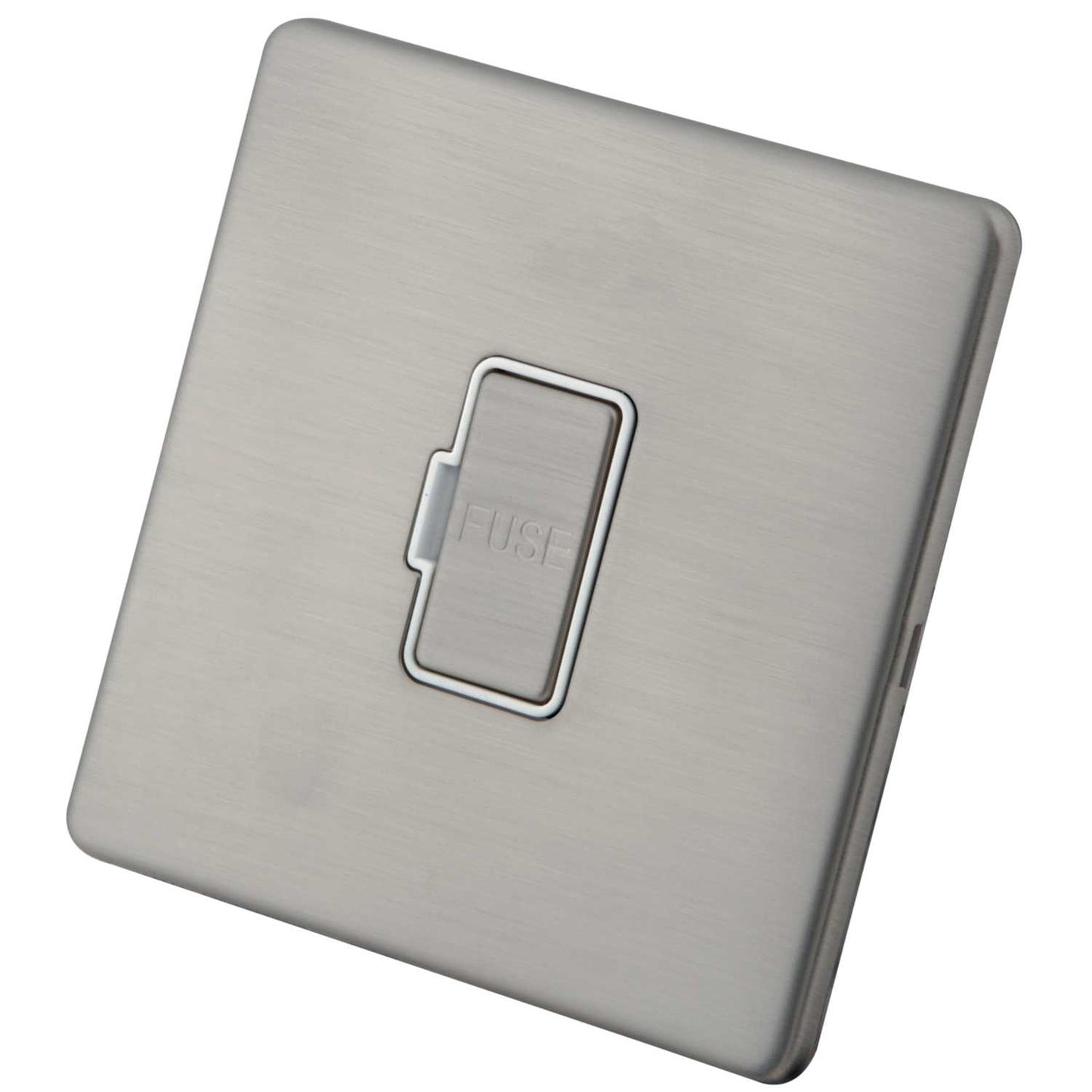 M2 Decorative Screwless 13A Unswitched Fused Spur White Insert Brushed Stainless Steel