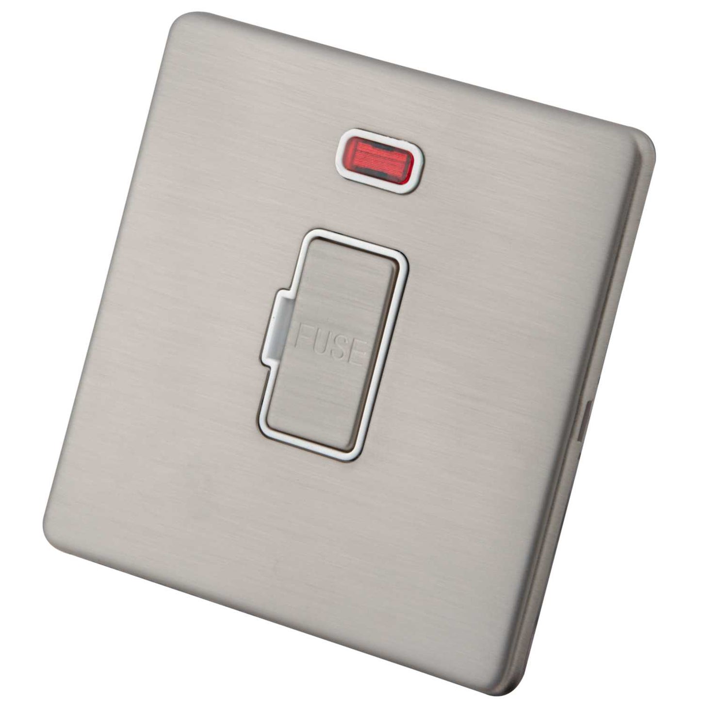 M2 Decorative Screwless 13A Unswitched Spur with Neon White Insert Brushed Stainless Steel