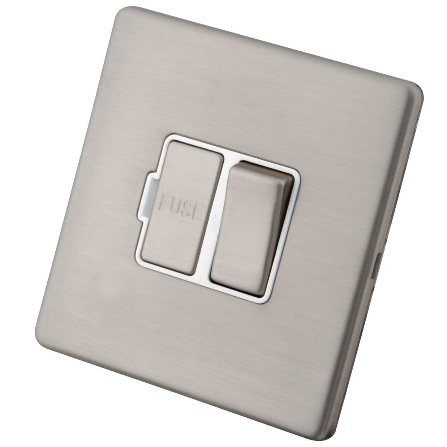 M2 Decorative Screwless 13A Switched Fused Spur White Insert Brushed Stainless Steel