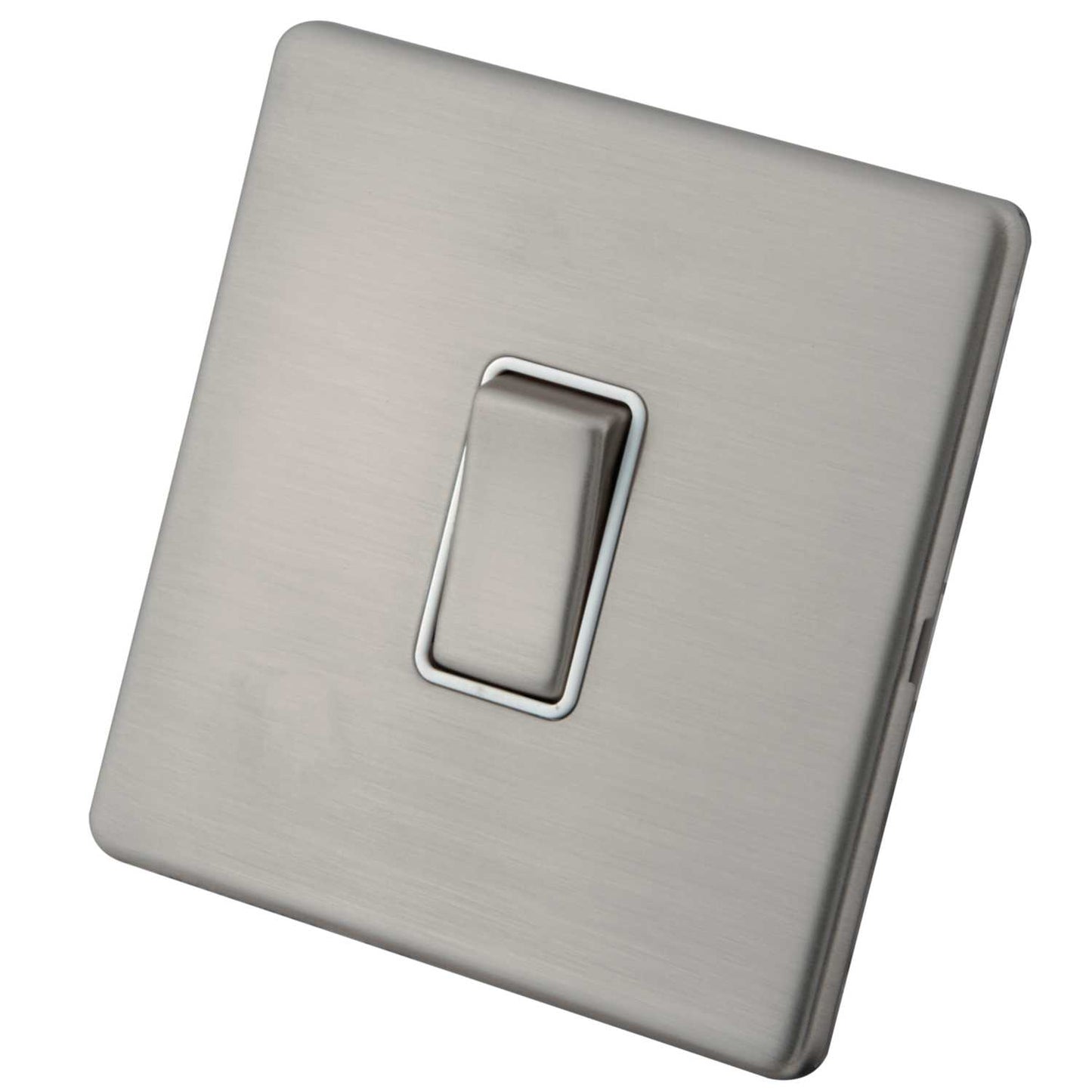 M2 Decorative Screwless 20A DP Switch White Insert Brushed Stainless Steel