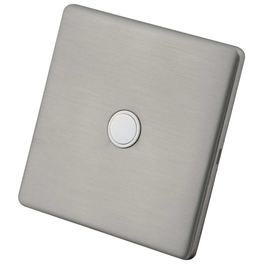M2 Decorative Screwless 20A Flex Outlet White Insert Brushed Stainless Steel