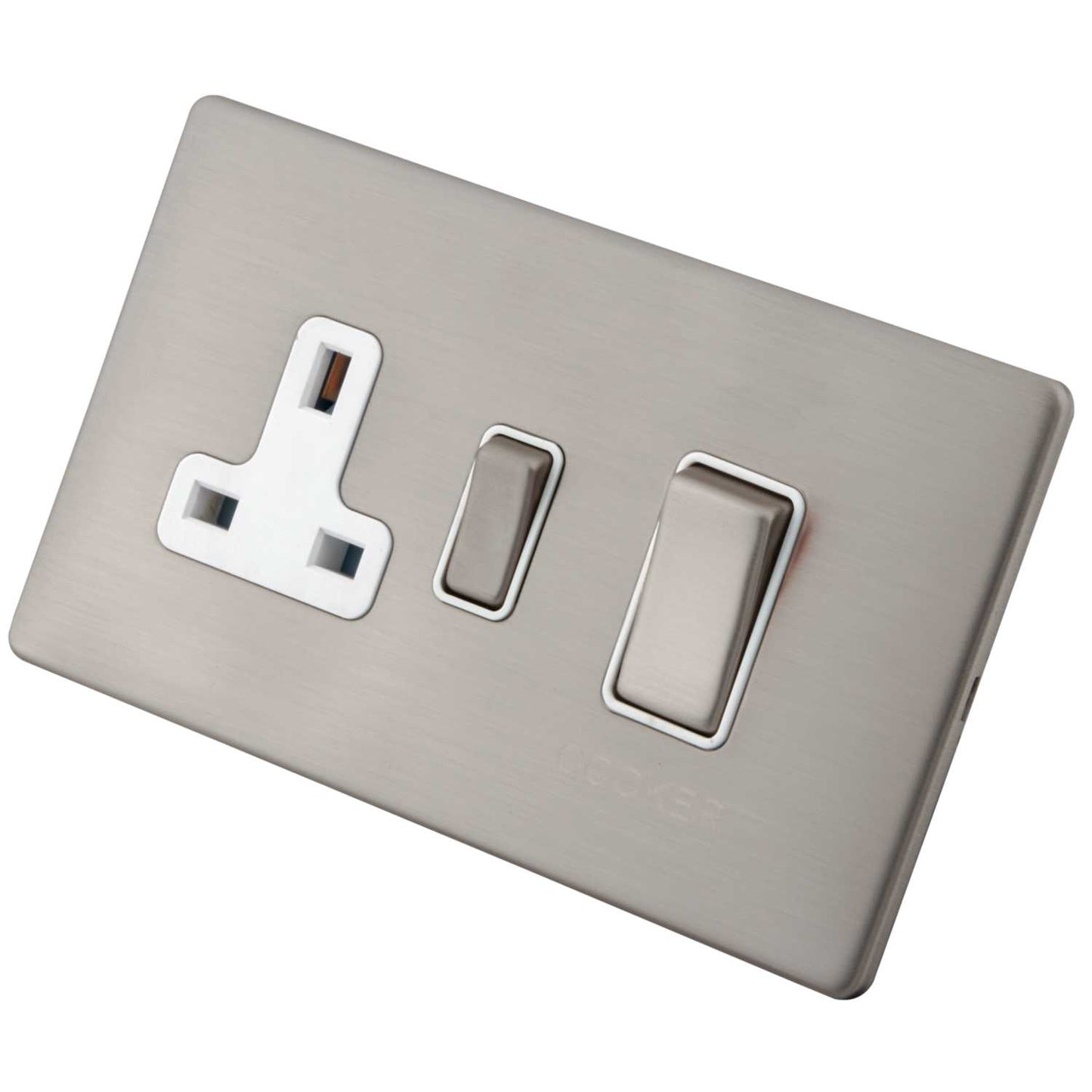 M2 Decorative Screwless 45A Cooker Control Unit White Insert Brushed Stainless Steel