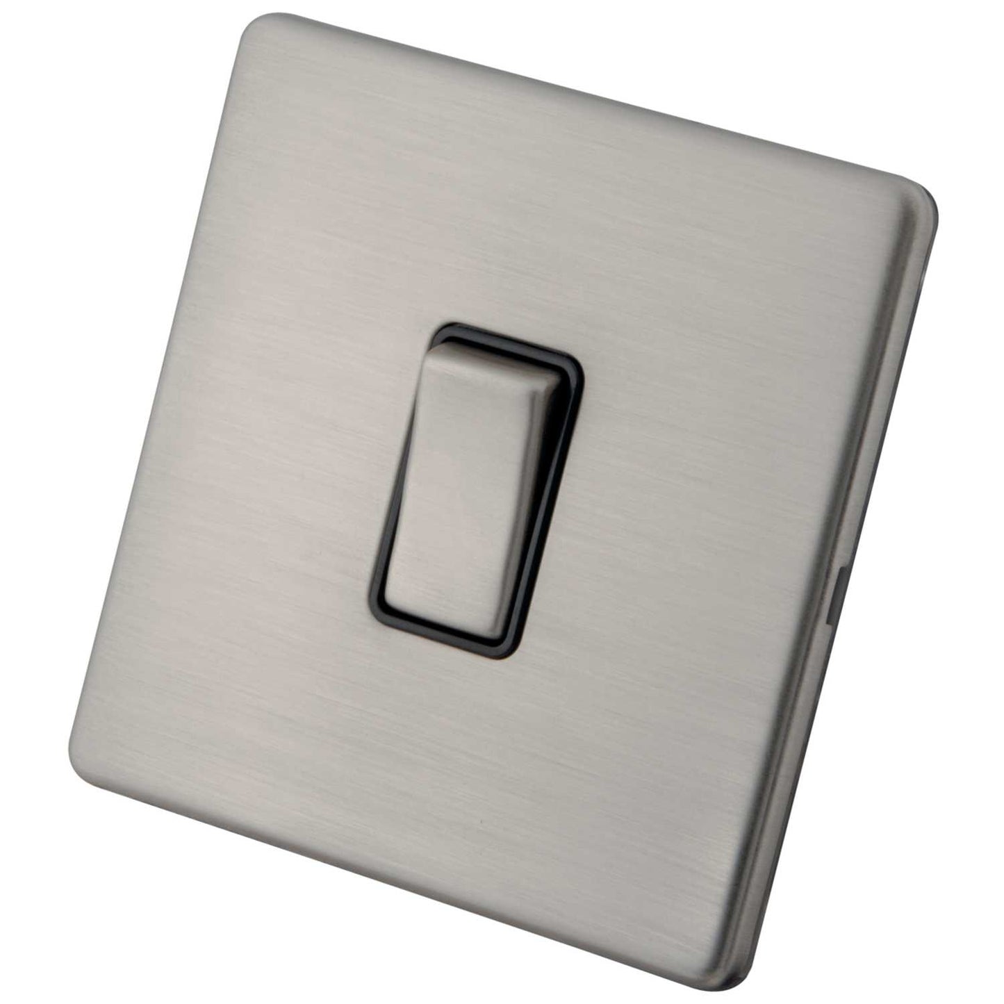 M2 Decorative Screwless 10A 1 Gang Intermediate Switch Black Insert Brushed Stainless Steel