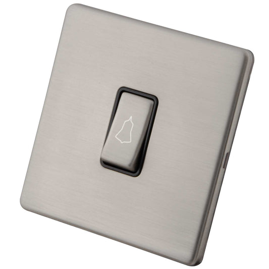 M2 Decorative Screwless 10A 1 Gang Retractive Switch Black Insert Brushed Stainless Steel