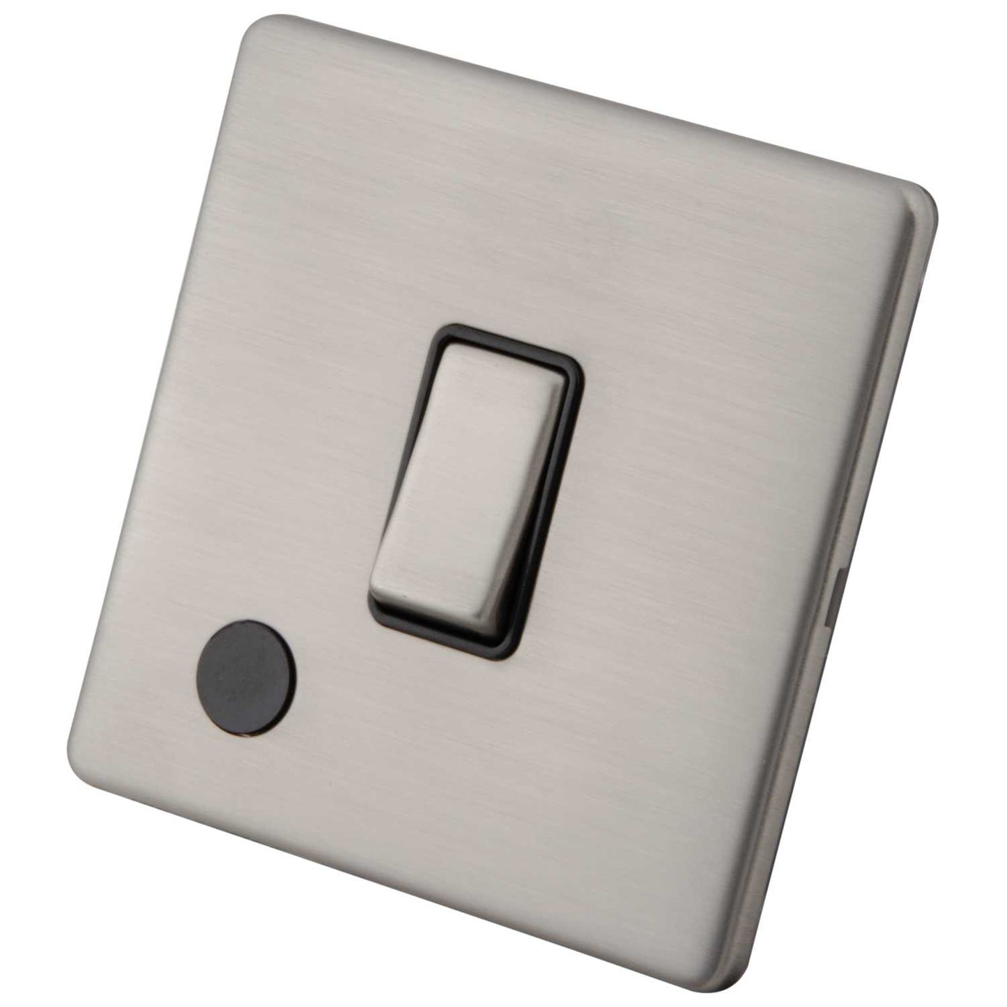 M2 Decorative Screwless 20A DP Switch with Flex Outlet Black Insert Brushed Stainless Steel
