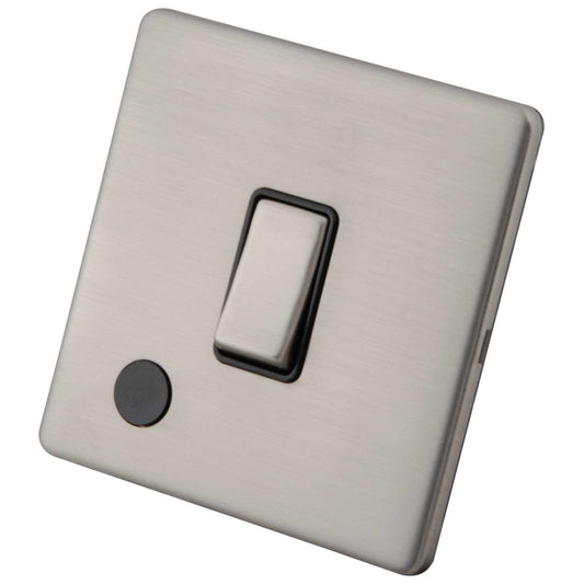 M2 Decorative Screwless 20A DP Switch with Flex Outlet Black Insert Brushed Stainless Steel