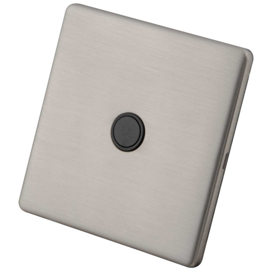 M2 Decorative Screwless 20A Flex Outlet Black Insert Brushed Stainless Steel
