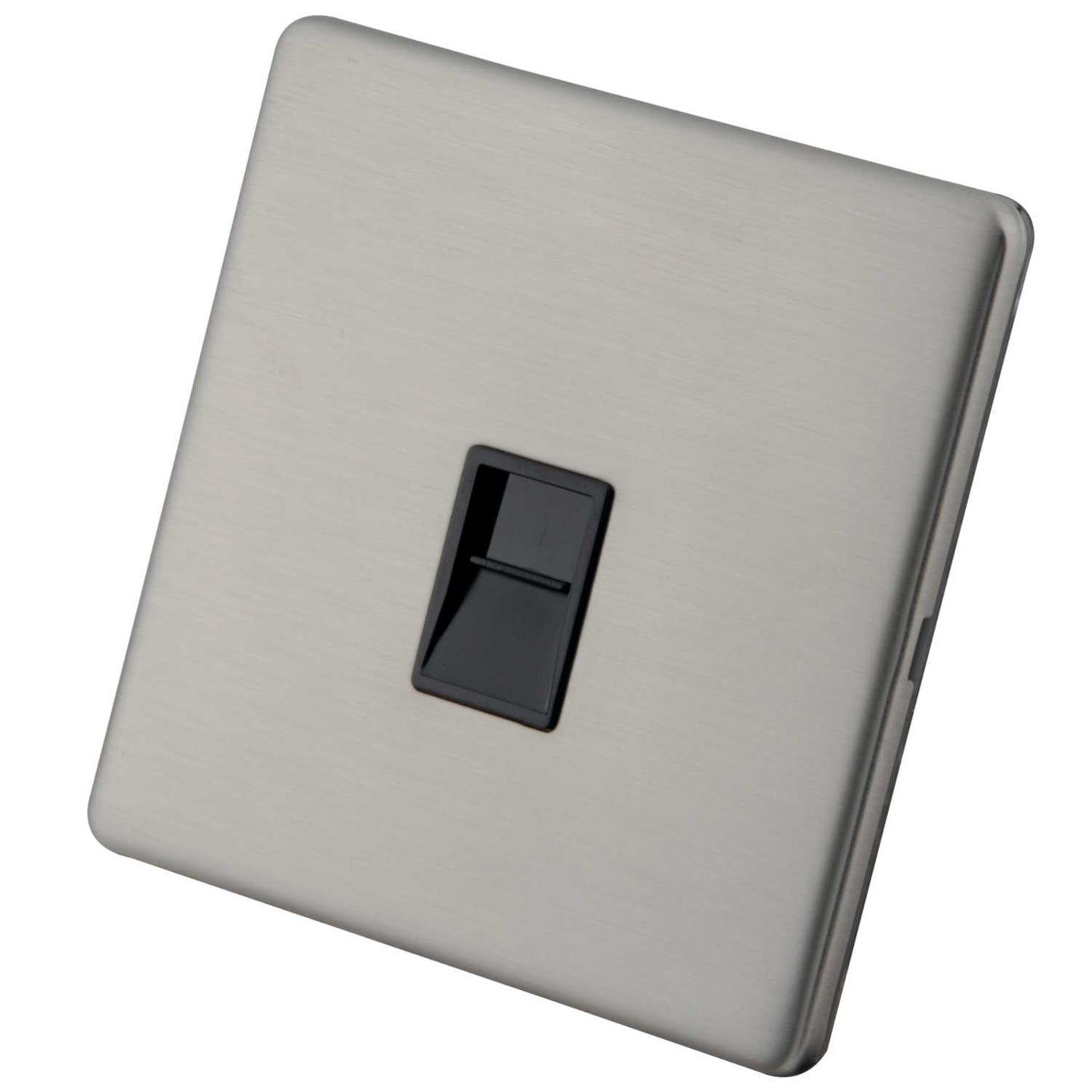 M2 Decorative Screwless 1 Gang CAT5E Socket Black Insert Brushed Stainless Steel