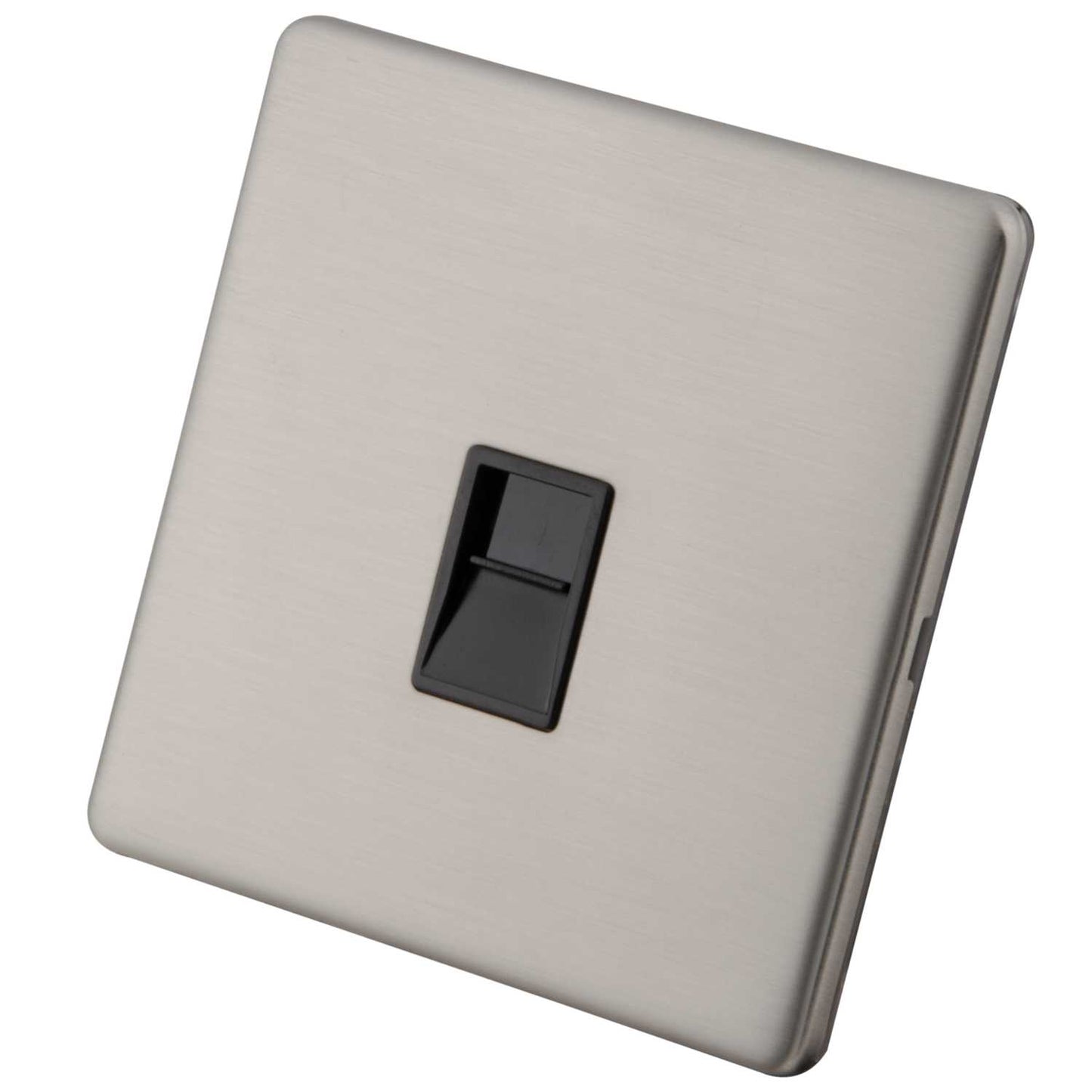 M2 Decorative Screwless 1 Gang CAT6 Socket Black Insert Brushed Stainless Steel