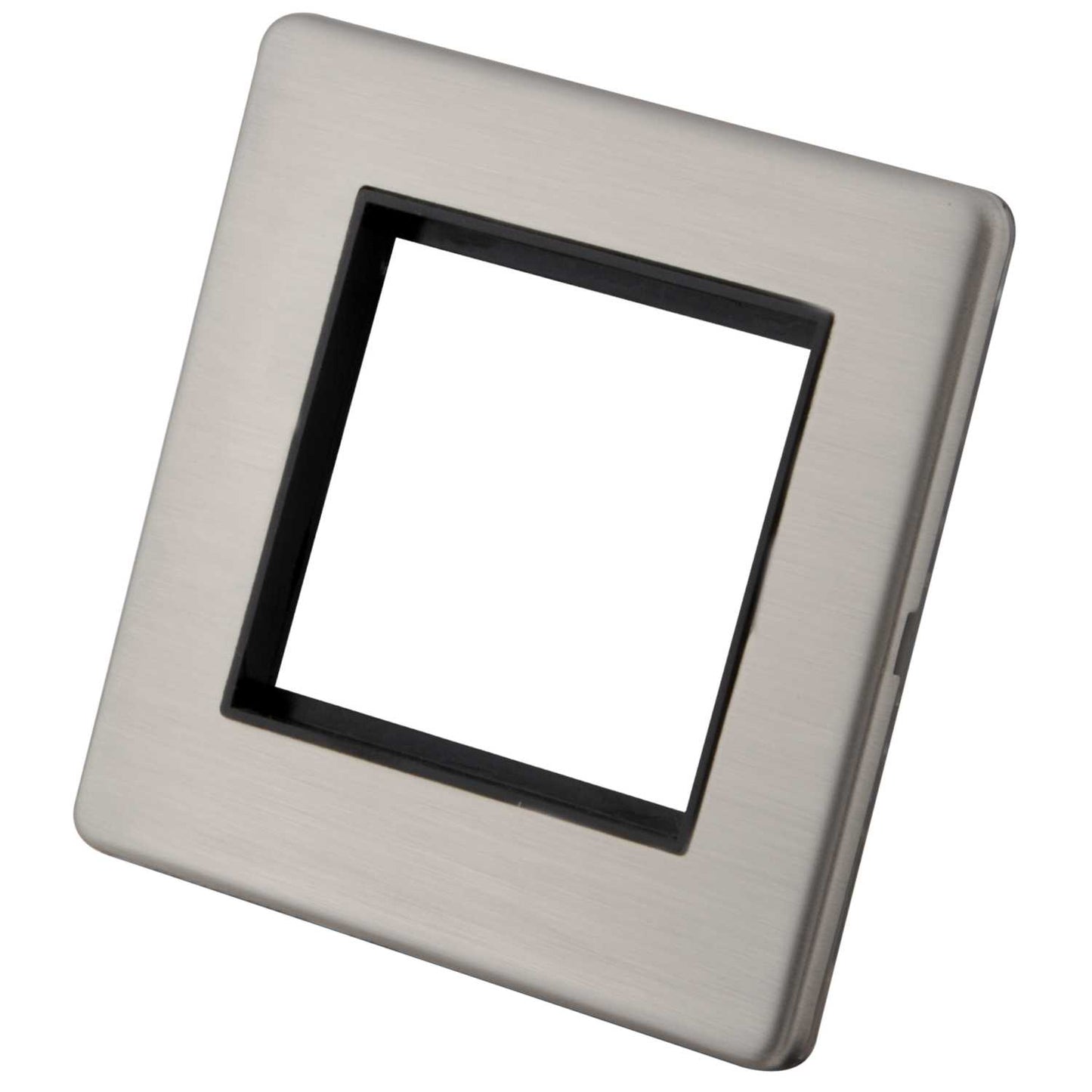 M2 Decorative Screwless 1 Gang 2 Euro Module Front Plate Black Insert Brushed Stainless Steel