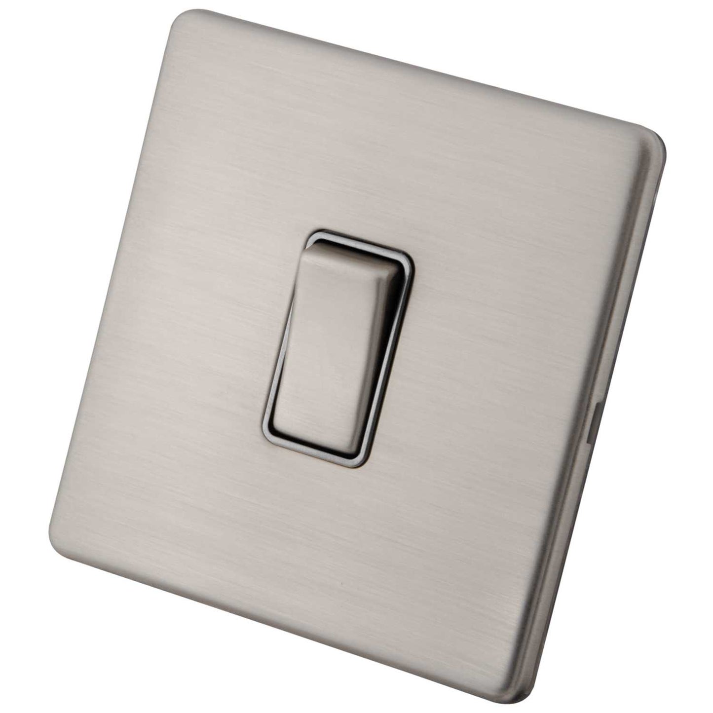 M2 Decorative Screwless 10A 1 Gang Intermediate Switch Grey Insert Brushed Stainless Steel