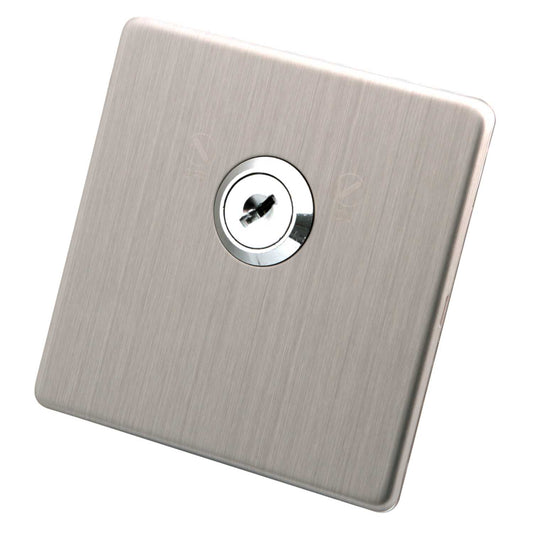 M2 Decorative Screwless 20A DP Lockable Key Switch Brushed Stainless Steel
