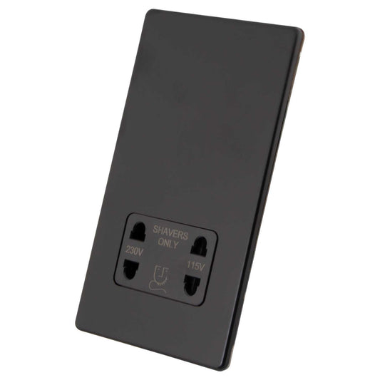 M2 Decorative Screwless Dual Voltage Shaver Socket Black Insert Painted Matt Black