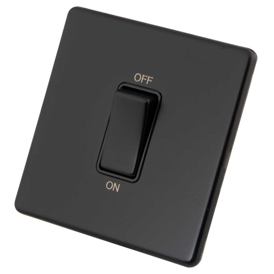 M2 Decorative Screwless 45A DP 1 Gang Switch Black Insert Painted Matt Black