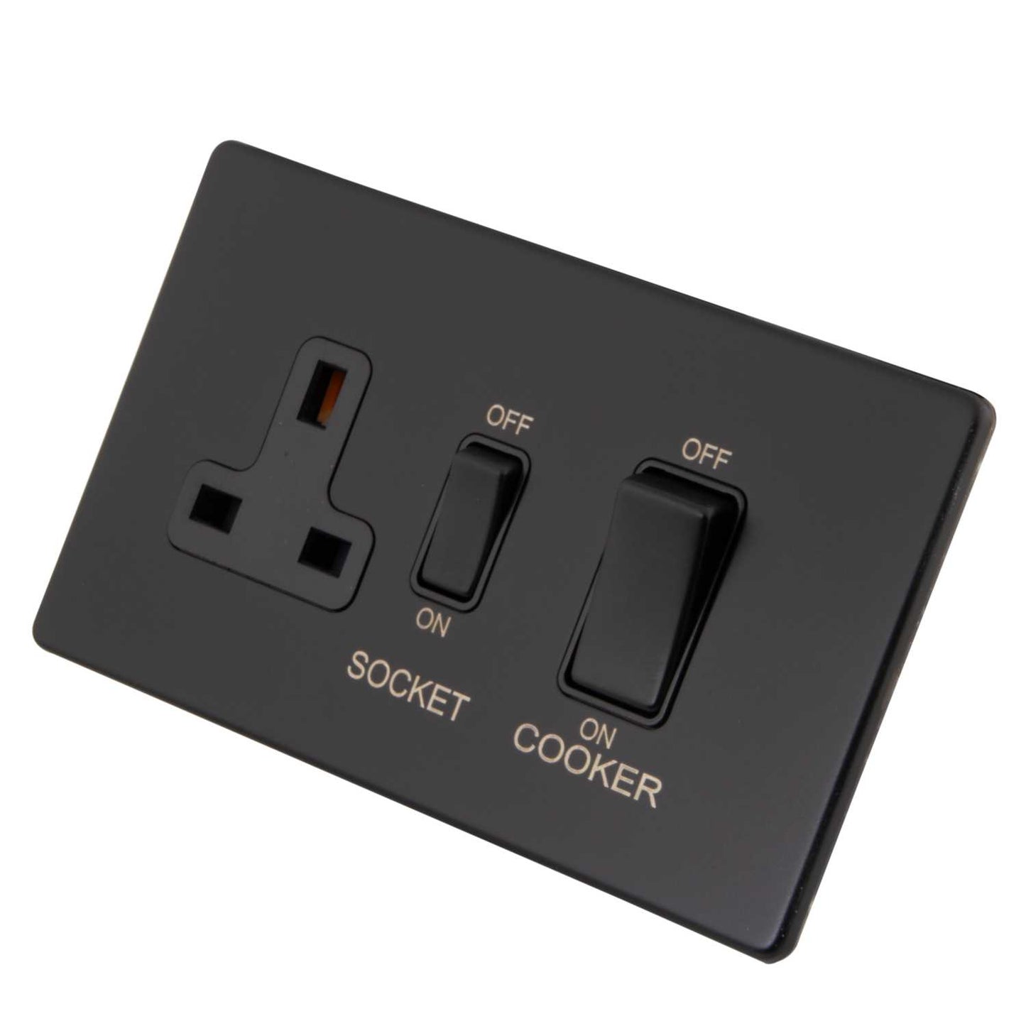 M2 Decorative Screwless 45A Cooker Control Unit Black Insert Painted Matt Black