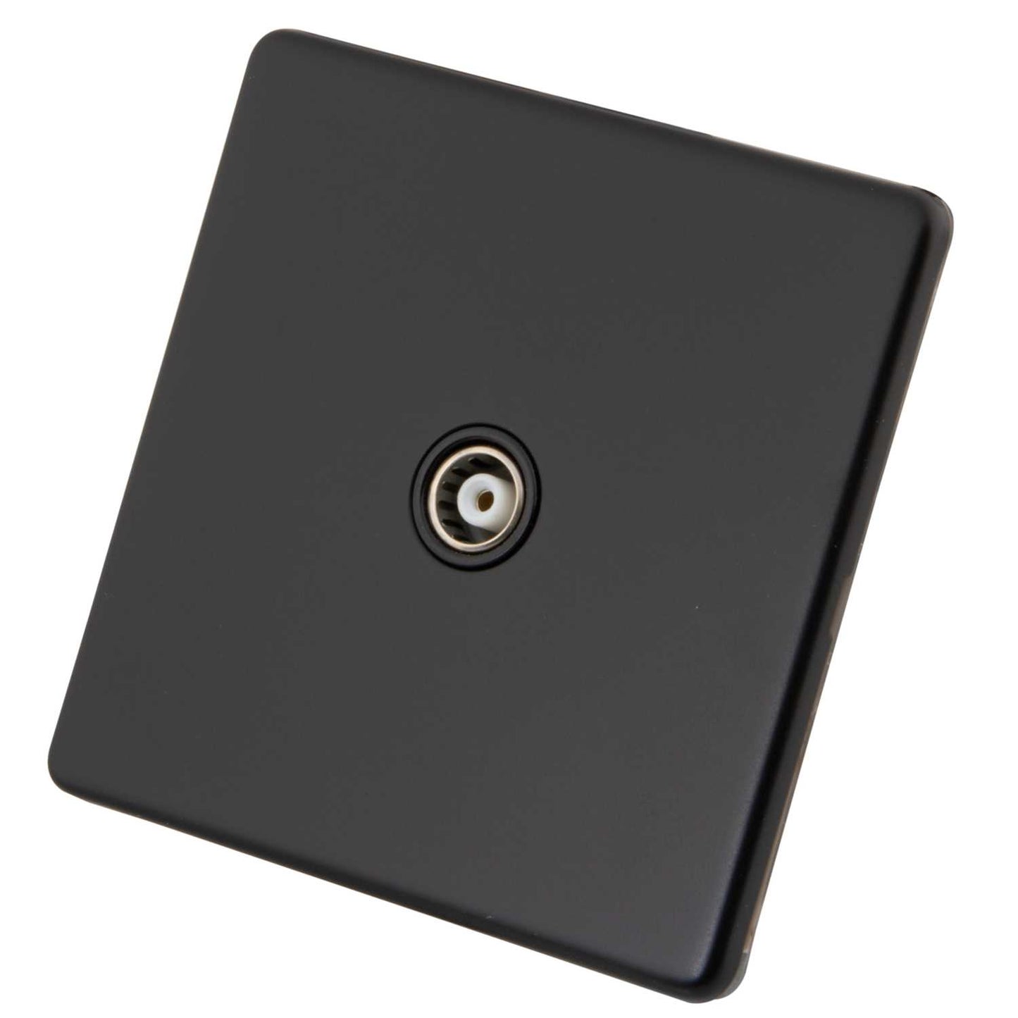 M2 Decorative Screwless 1 Gang Coaxial Socket Black Insert Painted Matt Black