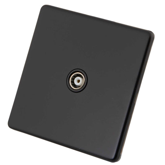 M2 Decorative Screwless 1 Gang Coaxial Socket Black Insert Painted Matt Black