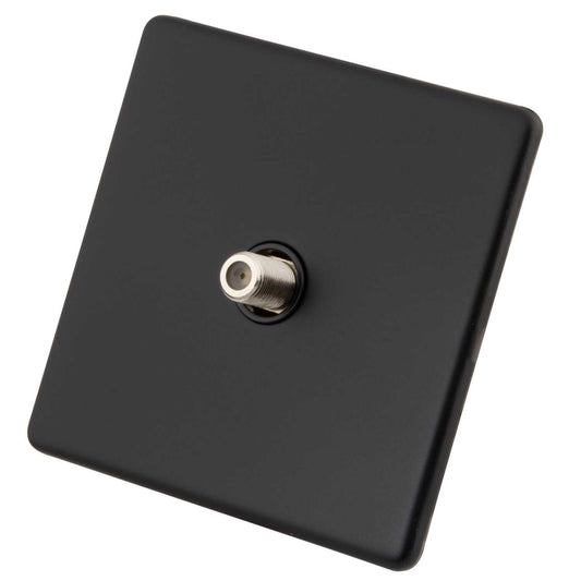 M2 Decorative Screwless 1 Gang Satellite Socket Black Insert Painted Matt Black