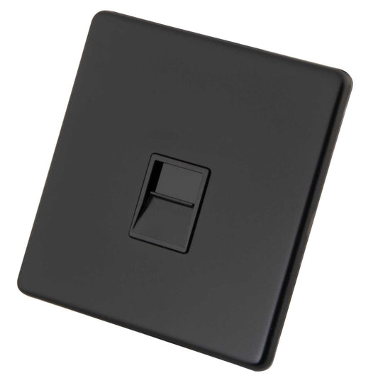 M2 Decorative Screwless 1 Gang Secondary Telephone Black Insert Painted Matt Black