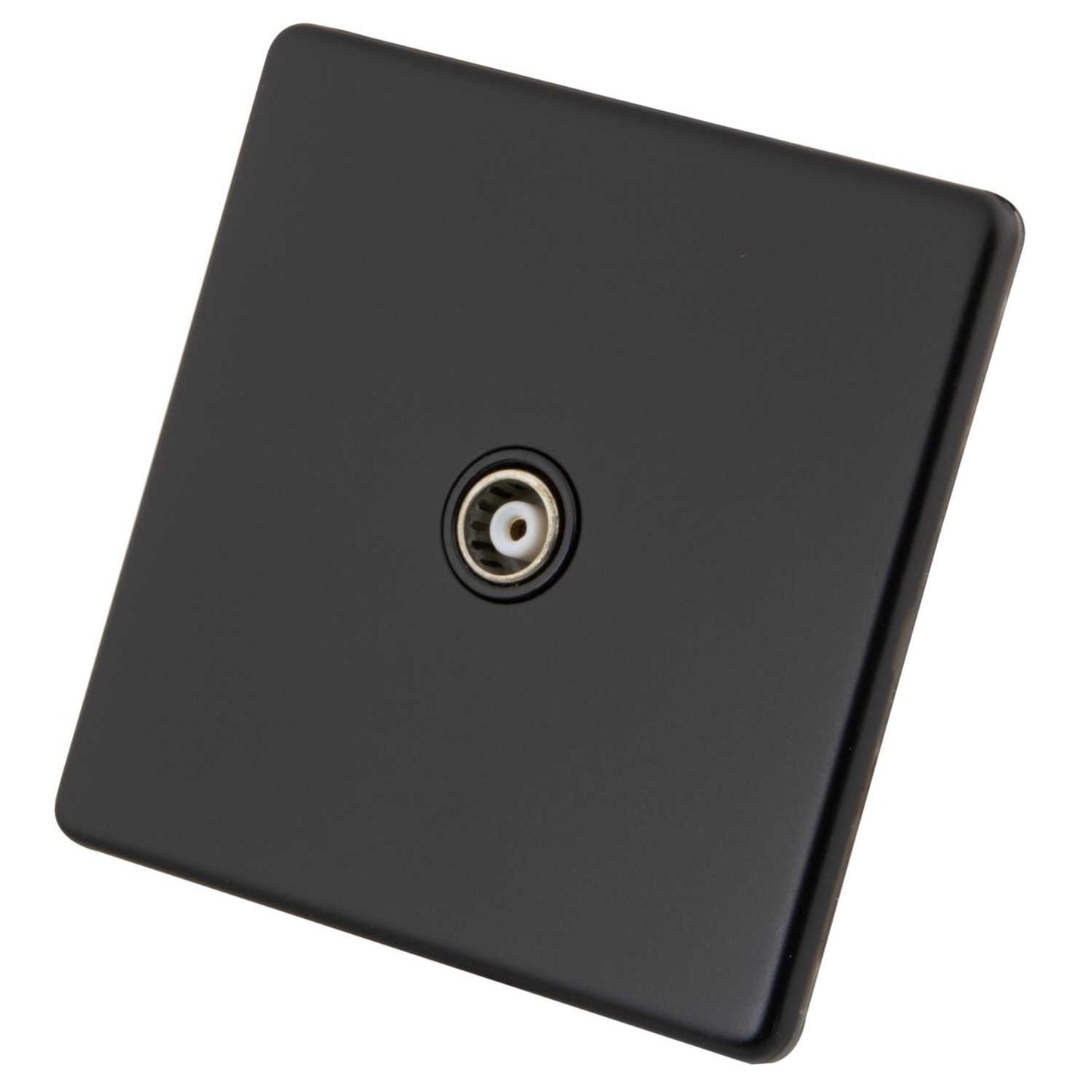 M2 Decorative Screwless 1 Gang Isolated Coaxial Socket Black Insert Painted Matt Black