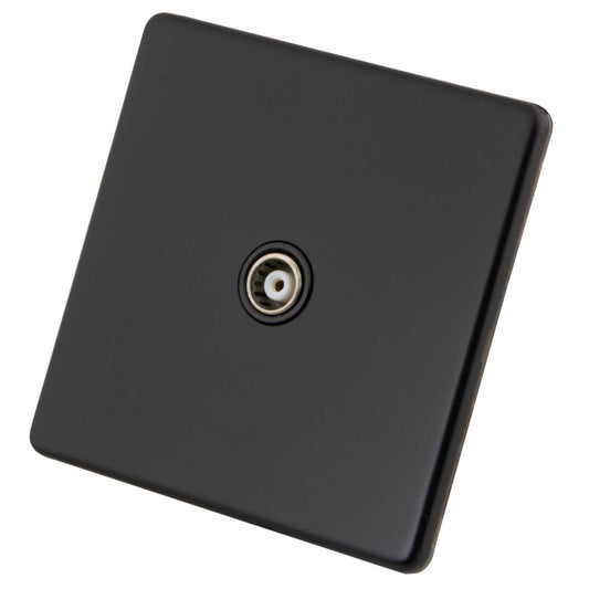 M2 Decorative Screwless 1 Gang Isolated Coaxial Socket Black Insert Painted Matt Black