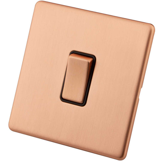 M2 Decorative Screwless 10A 1 Gang Intermediate Switch Black Insert Copper