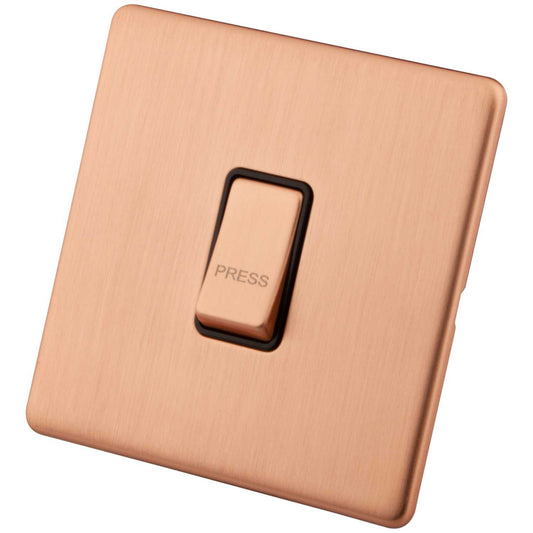 M2 Decorative Screwless 10A 1 Gang 2 Way Retractive Switch Black Insert Copper