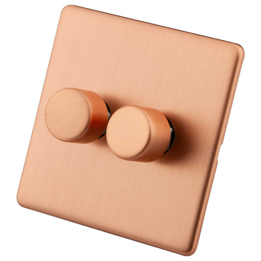 M2 Decorative Screwless 400W 2 Gang Leading Edge LED Dimmer Copper