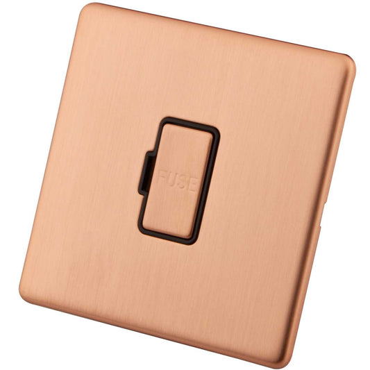 M2 Decorative Screwless 13A Unswitched Fused Spur Black Insert Copper