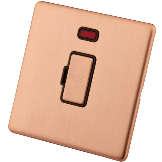 M2 Decorative Screwless 13A Unswitched Fused Spur with Neon Black Insert Copper