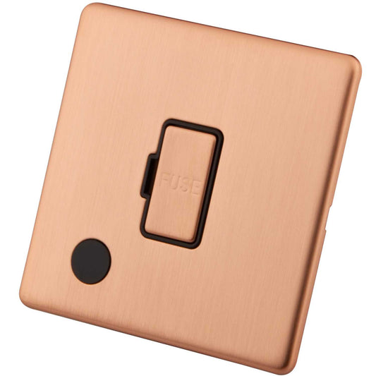 M2 Decorative Screwless 13A Unswitched Fused Spur with Flex Outlet Black Insert Copper