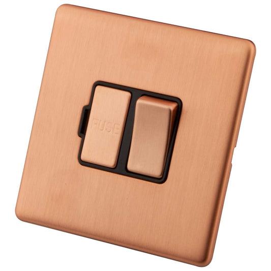 M2 Decorative Screwless 13A Switched Fused Spur Black Insert Copper