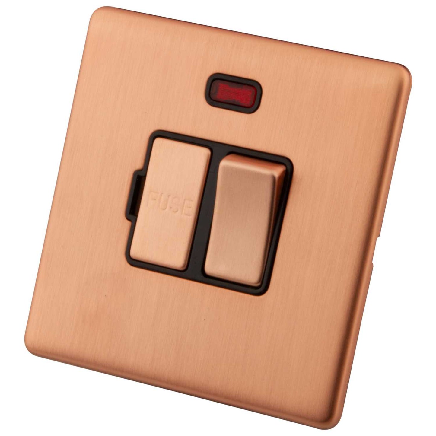 M2 Decorative Screwless 13A Switched Fused Spur with Neon Black Insert Copper
