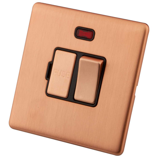 M2 Decorative Screwless 13A Switched Fused Spur with Neon Black Insert Copper