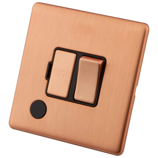 M2 Decorative Screwless 13A Switched Fused Spur with Flex Outlet Black Insert Copper