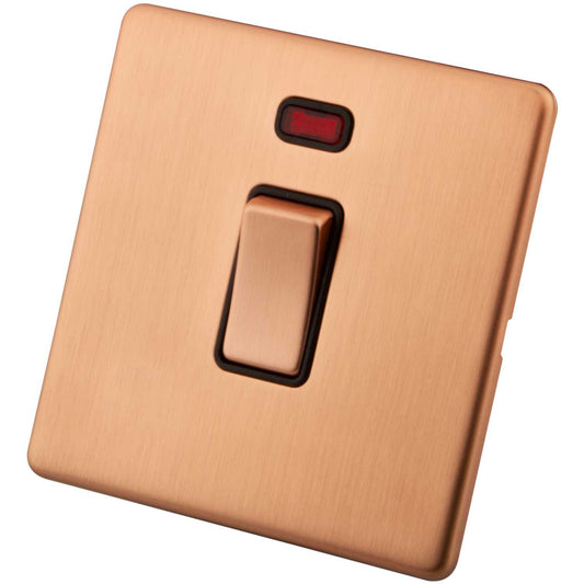 M2 Decorative Screwless 20A DP Switch with Neon Black Insert Copper
