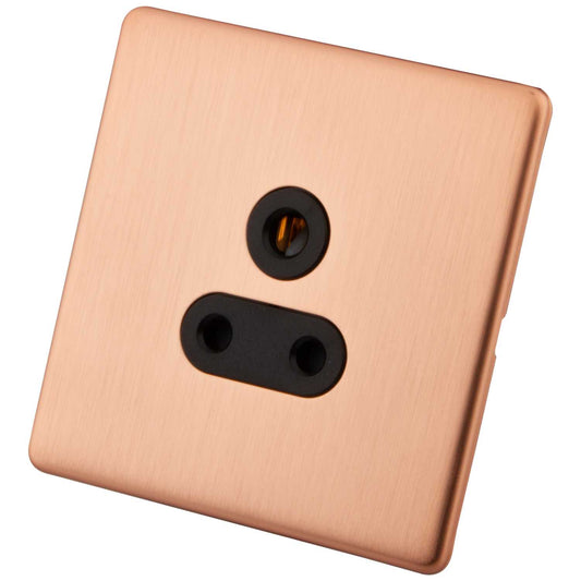 M2 Decorative Screwless 5A 1 Gang Unswitched Socket Black Insert Copper