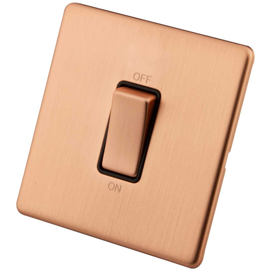 M2 Decorative Screwless 45A DP 1 Gang Switch Black Insert Copper