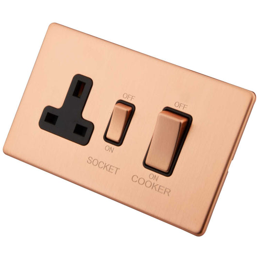 M2 Decorative Screwless 45A Cooker Control Unit Black Insert Copper