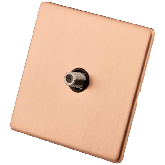 M2 Decorative Screwless 1 Gang Satellite Socket Black Insert Copper