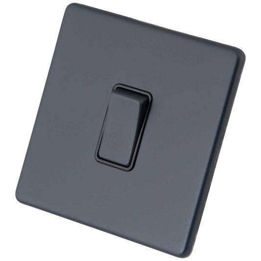 M2 Decorative Screwless 10AX 1 Gang 2 Way Light Switch Black Insert Granite Blue