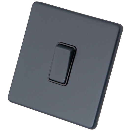 M2 Decorative Screwless 10AX 1 Gang Intermediate Switch Black Insert Granite Blue