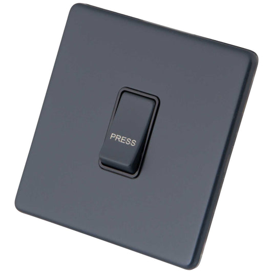 M2 Decorative Screwless 10AX 1 Gang Retractive Switch Black Insert Granite Blue