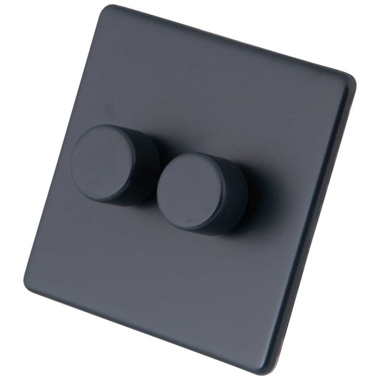 M2 Decorative Screwless 400W 2 Gang Intelligent Dimmer Granite Blue