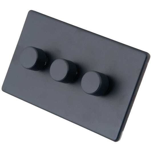 M2 Decorative Screwless 400W 3 Gang Intelligent Dimmer Granite Blue