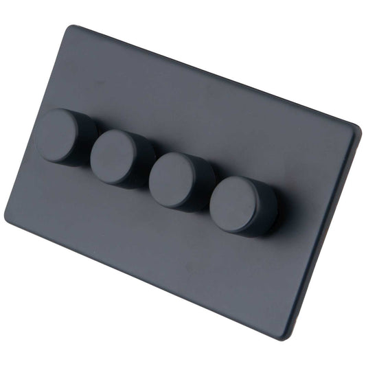 M2 Decorative Screwless 400W 4 Gang Intelligent Dimmer Granite Blue