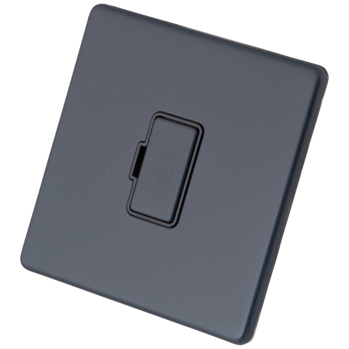 M2 Decorative Screwless 13A Unswitched Fused Spur Black Insert Granite Blue