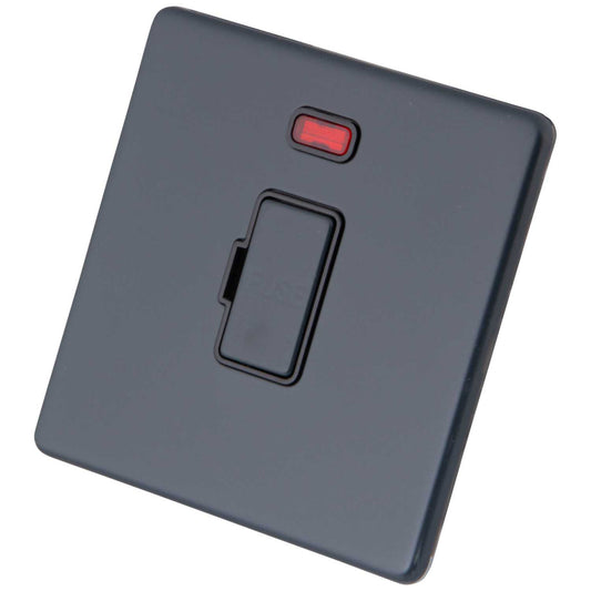 M2 Decorative Screwless 13A Unswitched Fused Spur with Neon Black Insert Granite Blue