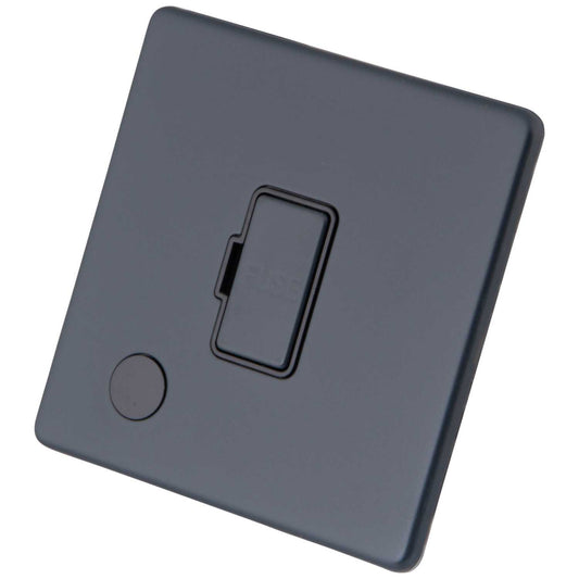 M2 Decorative Screwless 13A Unswitched Fused Spur with Flex Outlet Black Insert Granite Blue